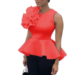 Kvinnor Sommarblus Skjorta Ärmlös Tank Toppar Peplum Gul Vit Svart Elegant Modest OfficeWear Classy Kvinna Vårkläder 210416