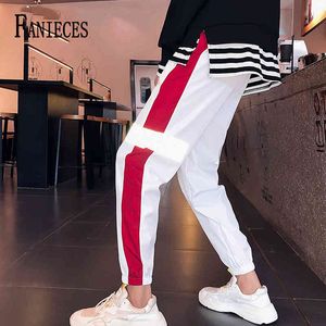 Lato jesienne spodnie kobiety pasek koreański luźne spodnie odblaskowe streetwear osobowość trend taniec hip hop elastyczny talia 210520