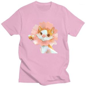 Wholesale flower neck for sale - Group buy Men s T Shirts Pink Flower Cat And Bee Cartoon T Shirt Summer Pure Cotton Round Neck Unisex Short Sleeve Colors Cute Fashion Street Top