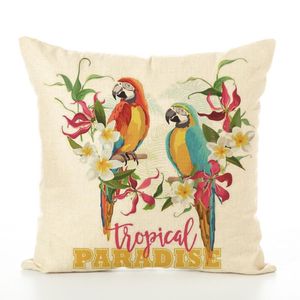Almofada/travesseiro decorativo Originalidade da capa de linho de boca grande e estampada de pássaro presente para casa