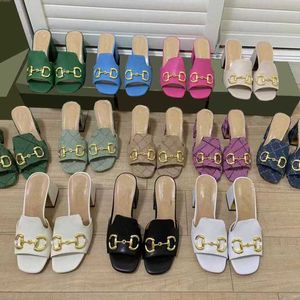 Wholesale dress pumps for women resale online - Designer Women Sandals Horsebit High Heels Go Out One Line Slippers Leather Horseshoe Square Pumps Women Ankle Strap Buckle Versatile Dress Shoes Box