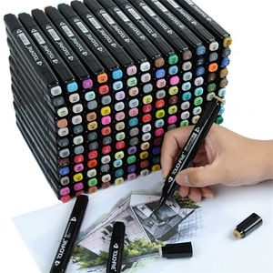Markers Art 30/40/60/80 Color animation set Sketch Marker Pen Double Tips Alcoholic Pens For Artist Manga Supplies 211104