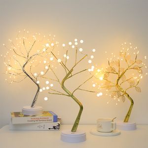 أدى أضواء الليل جو مصابيح شجرة عيد الميلاد للأطفال نوم ديكور المنزل USB / بطارية الجنية الجدول مصباح عطلة الإضاءة 108 المصابيح