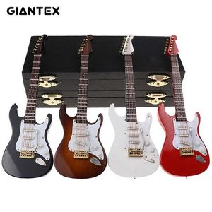 Mini Electric Guitar Wooden Miniature Model Musical Instrument Decoration Gift Decor For Bedroom Living Room U2701 211101