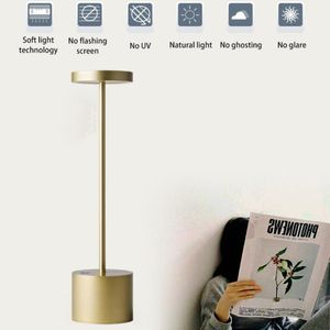 Table Lamps Rechargeable LED Lamp Indoor Lighting Metal Desk 2-Levels Brightness Night Light Nightstand Bedside For Bedroom