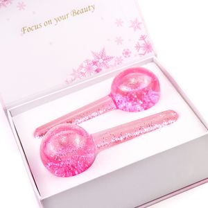 Energia de hóquei no gelo bola de bola de cristal massageador beleza rosa glitter cor-de-rosa globos de rolos refrigerar facial apertar a pele ferramenta de cuidados com a pele