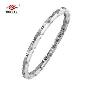 Charm Bracelets Moocare Male Female Ceramic Stain Steel Bracelet White Silver Wristband Men Women Elegant Thin Wrist Hand Chain