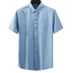 Summer Men Shirt 5xl 6xl 7xl Bust 146cm listrado algodão masculino plus size camisas masculinas casuais