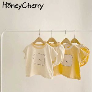 Set di vestiti estivi con stampa per neonato e bambina, set in due pezzi di cotone a cartoni animati per bambini 210701