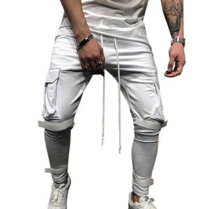 Mispky 2020 nowych mężczyzn kieszenie boczne Soft casual spodnie z magiczną naklejką spodnie na zewnątrz spodnie fitness x0723