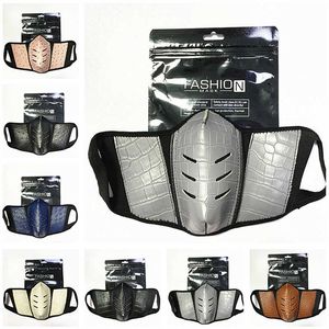 Solid Color Face Masks Fashion Pu Leather Men Women Mouth Cover Dustproof Ostrich Skin Mask Outdoor Breathable Protective Party Ssale