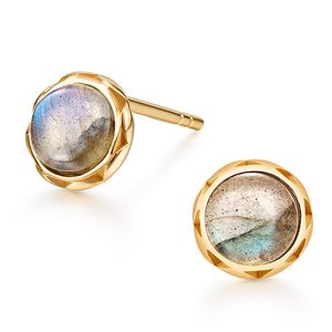 Orecchini di design in pietra preziosa di labradorite naturale con perno di gioielli in argento 925 per le donne Marchio di nozze di lusso