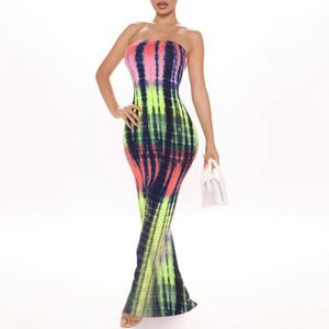 Casual Dresses Tube Top Dress Women Strapless Fashion Summer Stripe Sexy Backless Slims Fit Mermaid Beach Party