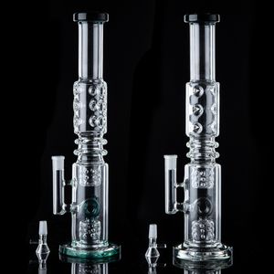 Partihandel N Hål Per Donut Hookahs Straight Tube Style Bongs Vattenrör med glasskålolja DAB-riggar 14.5mm Kvinna Joint Tjockt glas WP2191