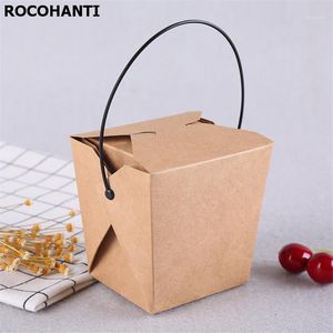 Gift wrap x stampa personalizzata monouso oz kraf scatola di carta in movimento imballaggio boxie con manico in plastica per regali da asporto cibo