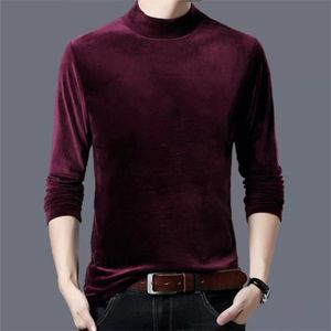 Мужские футболки зимний сплошной цвет половина водолазки бархатная рубашка черные фиолетовые синие мужские топы высокого качества теплый пуловер повседневный плюс размер M-8XL