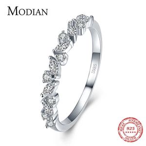 Proste Układy Cubic Cyrkonia Pierścienie Finger Dla Kobiet Solid 925 Sterling Silver Exquisite Fine Ring Moda Biżuteria Prezent 210707