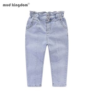 Mudkingdom meninas jeans jeans bud de cintura alta elástica calça casual para meninas 210331