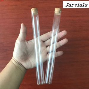 Wholesale flat tube resale online - 22 mm ml Empty Glass Transparent Flat Base Bottles With Cork Stopper Long Vials Stand Test Tube Jars pcsjars