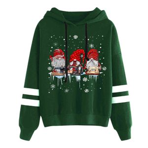 Kadın Hoodies Tişörtü Noel Gnome Baskılı Kapüşonlu Kazak Bayanlar Gevşek İpli Hoodie Roupas Feminina Y1118 Tops