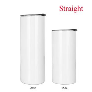 15oz Sublimation Blanks Straight Tumblers Cup Stainless Steel the Same Width from Up and Down Mugs FY4468