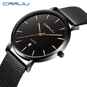 Relogio Masculino CRRJU Fashion Mens Watches Top Luxury Blue Waterproof Watches UltraThin Casual Quartz Watch Men Sports Clock 210517