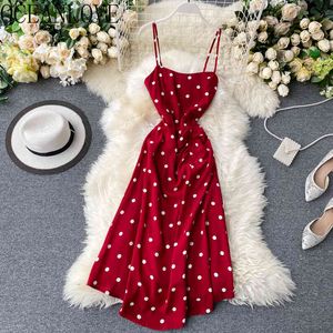 Polka Dot Kadınlar Elbise Vintage Moda Kore Vestidos Plaj Tarzı Yüksek Bel Yazlıklar 15553 210415