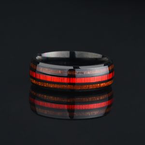 Black Inlay Stripe Ring Band Finger Red Blue Rvs Rings Wedding Bands voor Dames Mannen Mode sieraden Will en Sandy