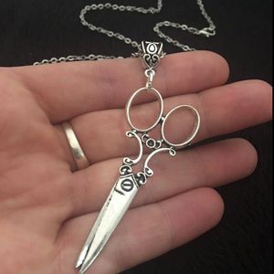Wholesale victorian charms resale online - Large Scissor Pendant Necklace for Women Goth Gothic Steampunk Accsori Long Chain Necklac Victorian Retro Charms Jewelry