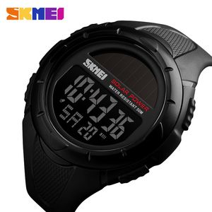 SKMEI Wojskowe zegarki sportowe Mężczyźni Solar Power Shock Outdoor Watch Cyfrowy Watch Chrono 50m Wodoodporne na rękę Reloj Deportivo X0524