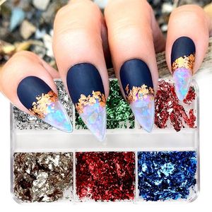 Wholesale tin bronze resale online - Nail Glitter Art Grid Gold And Silver Tin Foil Paper Bronze Sticker Full Coverage Transfer Decoration Deco Jewelry