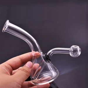 Ny design glas oljebrännare Bong vattenrör Tjocka Pyrex Recycler Dab Rig Bongs med avtagbar oljeskål