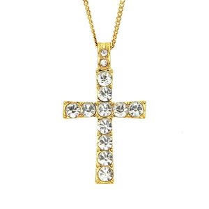 Pendant Necklaces Hip Hop Stainless Steel Gold Fashion Long Nacklace Men 2021 Jewelry Zircon Cross Pandent Religion Judea Cuba Chain Boho