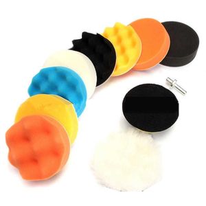 3inch Car Polishing Disc 11Pcs/Set Self-Adhesive Buffing Waxing Sponge Wool Wheel Polishing Pad For Car Polisher Drill Adapter