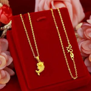 Echte K gouden ketting voor vrouwen bruids sets fijne sieraden Koreaanse lucky vis hanger ketting choker verjaardag geschenken