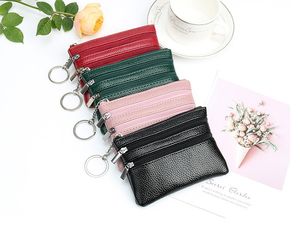 Mini plånbok myntväska läder kort plånböcker korthållare kvinnor nyckelhållare dragkedja plånbok påse väska handväska