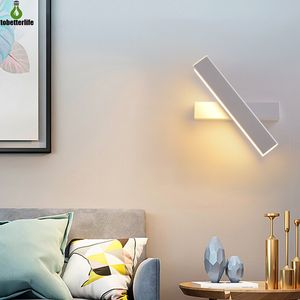 Moderna LED-väggljus 7W 12W säng Roterande lampa Sconce Svart Vit Sovrum Nordic Angle Justerbar 110-220V