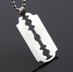 Fashion men and women stainless steel blade Pendant titanium Jewelry Free choice bead Necklace Leather rope Cross chain