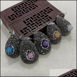 Charms smycken fynd komponenter iRegar droppformad hängande hartstick diamant inlaid blomma kan göra mode hantverk aessories grossas