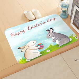 Happy Easter Carpets Doormat Bunny Egg Pattern Floor Mat Anti-Slip Washable Bathroom Rugs RRE11540