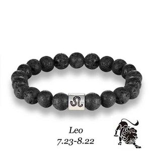 Stone Bracelet Beads Lava Natural Homme Fashion Bangles Bracelet Men 12 Constellation Accessorie Jewelry Male Lover Gifts