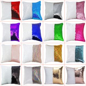 DHL 12 Renkler Sequins Mermaid Yastık Kılıfı Yastık Yeni Süblimasyon Sihirli Sequins Boş Yastık Kılıfları Sıcak Transfer Baskı DIY Kişiselleştirilmiş Hediye C0114