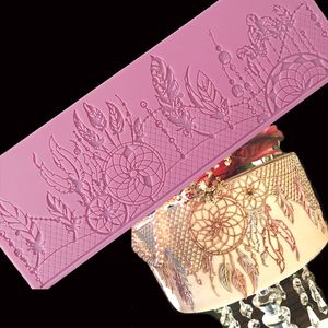 Minsunbak Nova Pena Lace Mat Requintado Bolo Lace Silicone Molde Decorativo Açúcar Crafts Fondant