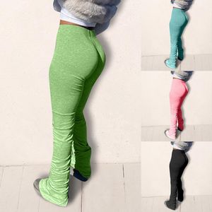 Neue Yüksek Bel Eşofman Altı Kadın Joggers Elastik Yaz Yığılmış Tayt Çan Alt Pantolon Bölünmüş Etek Flare Dantelli Pantolon kadın Pantolon Kap