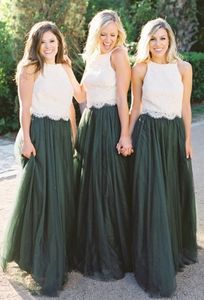 Batı Tarzı Kat Uzunluk Bahçe Nedime Elbisesi Koyu Yeşil Renk Bir Hatt Dantel Üst Bahar Yaz Hizmetçi Onur Kıyafeti Düğün Misafir Terzi Made Artı Boyutu Mevcut