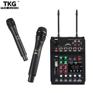 TKG MB UHF Dual Channel Wireless Mikrofon Mikrofon Audio Set z USB BT5 Reverb dla Smartphone Nagrywanie Karaoke KTV System Sound System