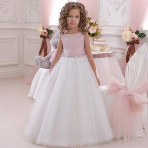 Girl's Dresses Flower Girl Dress Pink White Tutu BabyTutu FlowerGirl For Wedding First Communion Occasion Gown Kids 2021
