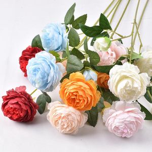 Ghirlande di fiori decorativi 6 colori bouquet artificiale 5 ramo di fiori finti secchi di peonia rosa di seta a testa grande per decorazioni di nozze a casa