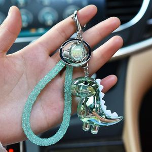 Keychains Fashion Stereo Söt dinosaurie Keychain Creative Doll Soft Rubber Lanyard Akryl Key Ring Animal Chain Male Lady Gift