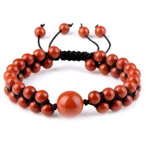 Beaded, Strands Braided Buddha Beads Natural Stone Bracelets Red Jasper Tiger Eyes Handmade Double Layer For Men Women Jewelry